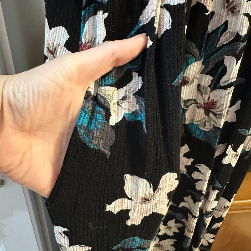 Aeropostale Floral‎ Maxi Dress Spaghetti Strap Black White Teal Size S - Picture 7 of 8